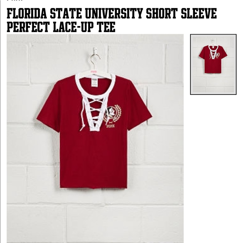 Sold out! FSU Victoria’s Secret pink lace up tee